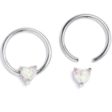 16G 3/8 Faux Opal Heart BCR Captive Ring Set of 4