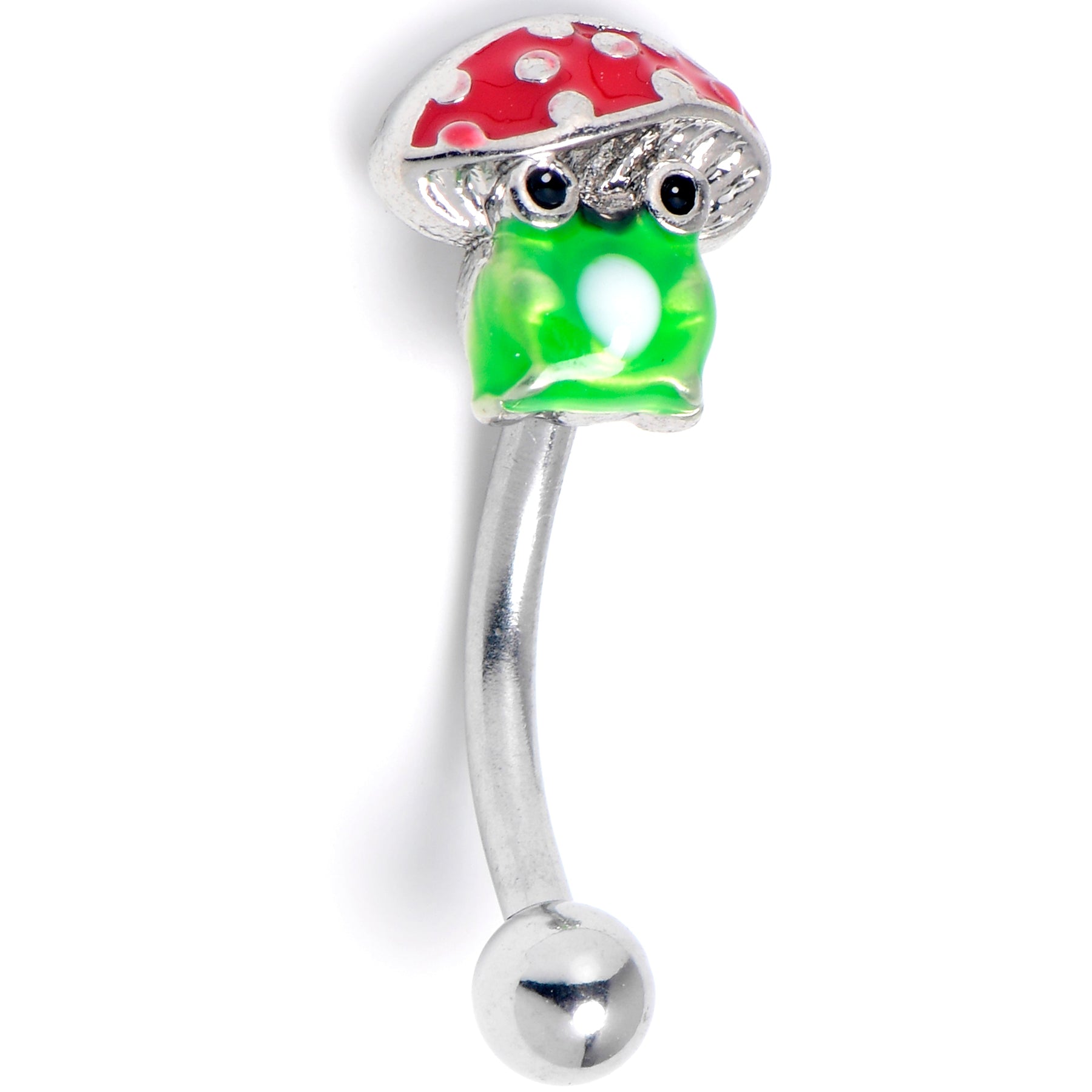 16G 5/16 Happy Mushroom Curved Eyebrow Ring