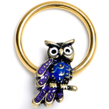 16G 3/8 Gold Tone Regal Owl BCR Captive Ring