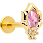 16G 5/16 Pink CZ Gem Gold Tone Style Fire Labret Monroe Tragus