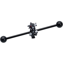 14G Clear CZ Gem Black Raven Witch Industrial Barbell 38mm