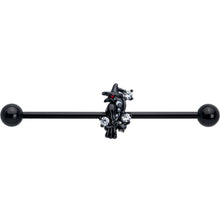 14G Clear CZ Gem Black Raven Witch Industrial Barbell 38mm