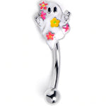 16G 5/16 Floral Ghost Halloween Curved Eyebrow Ring