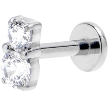 16G 1/4 Clear Gem G23 Titanium Threadless Push In Labret Tragus