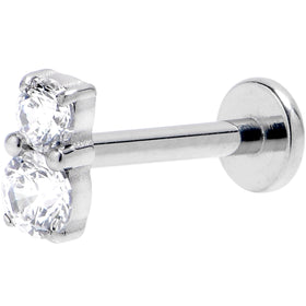 16G 5/16 Clear Gem G23 Titanium Threadless Push In Labret Tragus