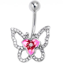 Clear Gem Fabulous Butterfly Pink Belly Ring