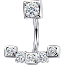 Clear CZ Gem Blocky Arch Double Mount Belly Ring
