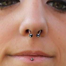 16G 3/8 Pattern Black White Horseshoe Circular Barbell Set of 8