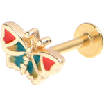 16G 5/16 Gold Tone Sunrise Butterfly Labret Monroe Tragus