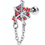16G 1/4 Pink Gem Spiderweb Chain Dangle Cartilage Tragus Earring