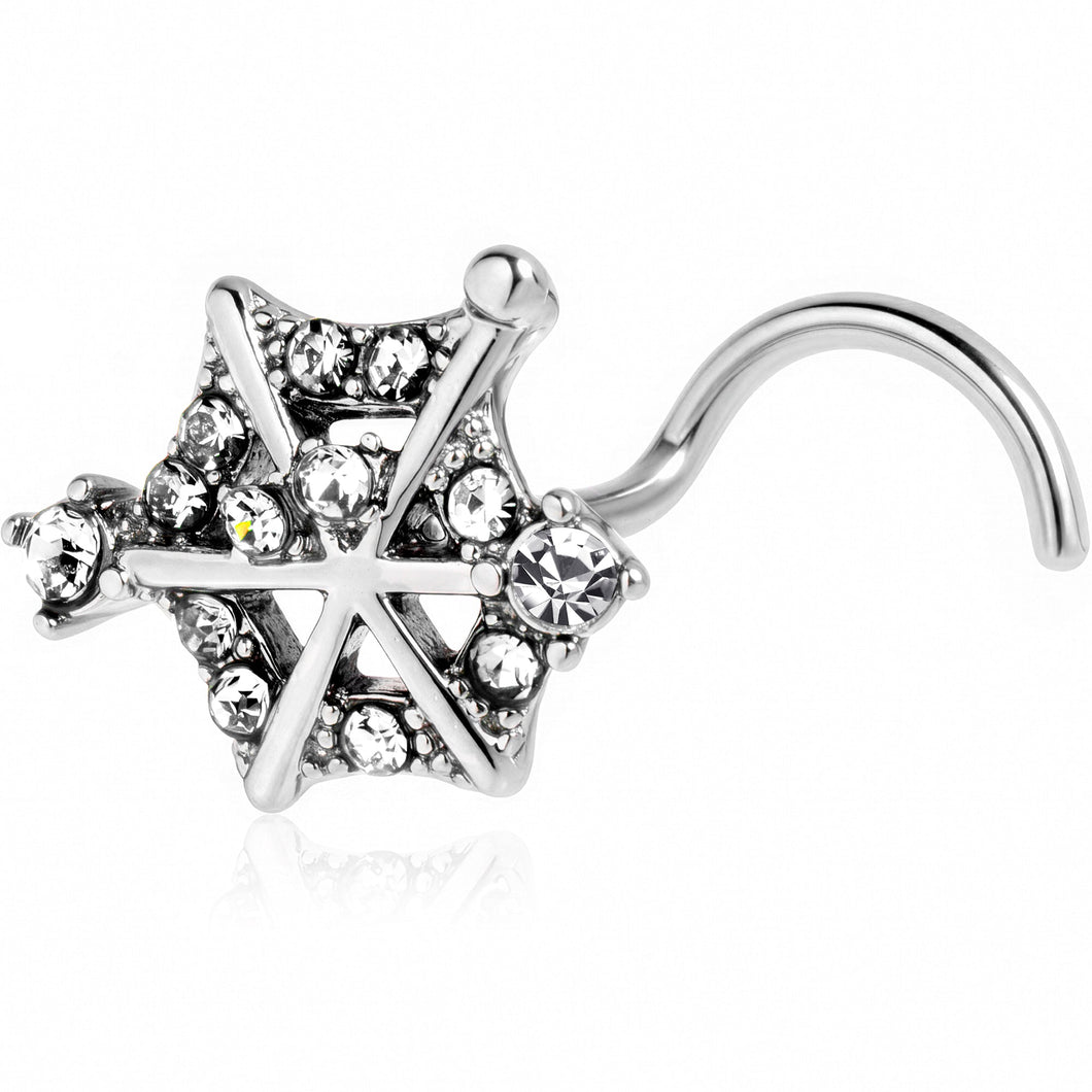 20G 7mm Clear Gem Spiderweb Goth Left Side Nose Screw