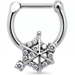 16G 5/16 Clear Gem Spiderweb Goth Cartilage Clicker