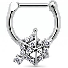 16G 5/16 Clear Gem Spiderweb Goth Cartilage Clicker