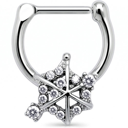 16G 5/16 Clear Gem Spiderweb Goth Cartilage Clicker
