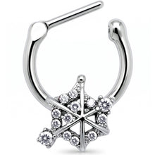 16G 5/16 Clear Gem Spiderweb Goth Cartilage Clicker