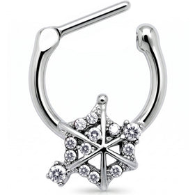 16G 5/16 Clear Gem Spiderweb Goth Cartilage Clicker