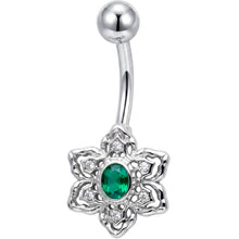 Clear Green Gem Blooming Beauty Flower Belly Ring