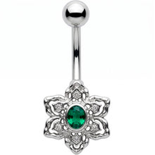 Clear Green Gem Blooming Beauty Flower Belly Ring