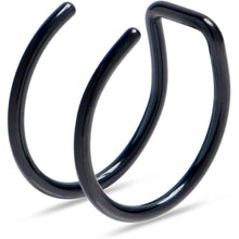 Black Stainless Steel Clip on Double Hoop Fake Cartilage Earring Ear Cuff
