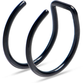 Black Stainless Steel Clip on Double Hoop Fake Cartilage Earring Ear Cuff