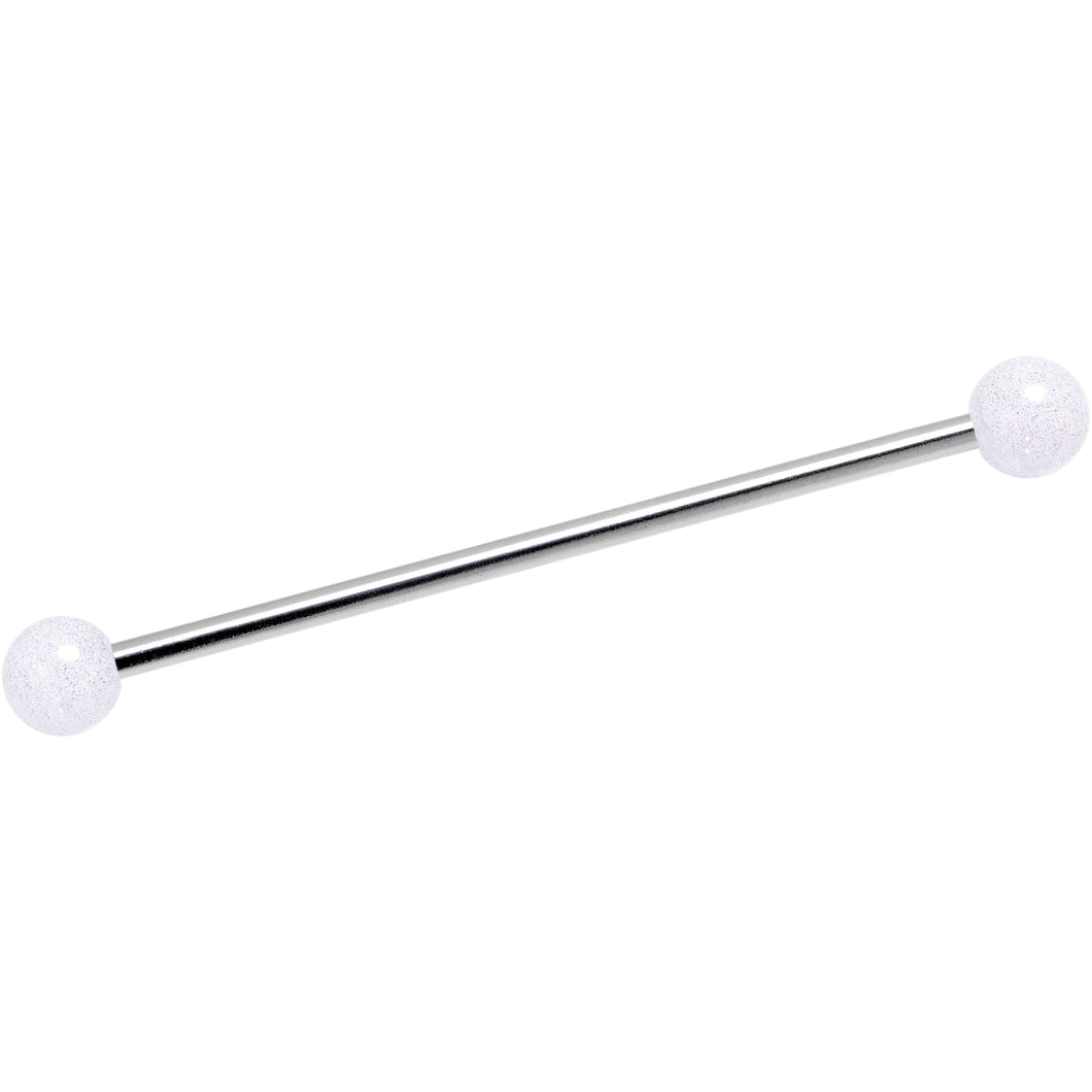 14G Shimmer White Ends Industrial Barbell 38mm