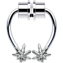 Pot Leaf Magnetic Septum Ring Horseshoe Non-Pierced Fake Nose Ring