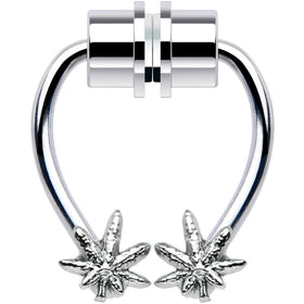 Pot Leaf Magnetic Septum Ring Horseshoe Non-Pierced Fake Nose Ring