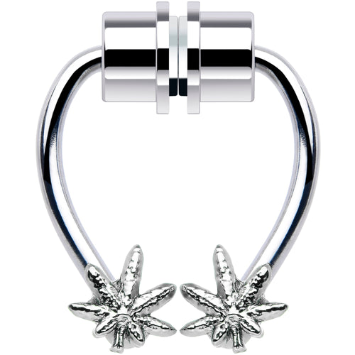 Pot Leaf Magnetic Septum Ring Horseshoe Non-Pierced Fake Nose Ring