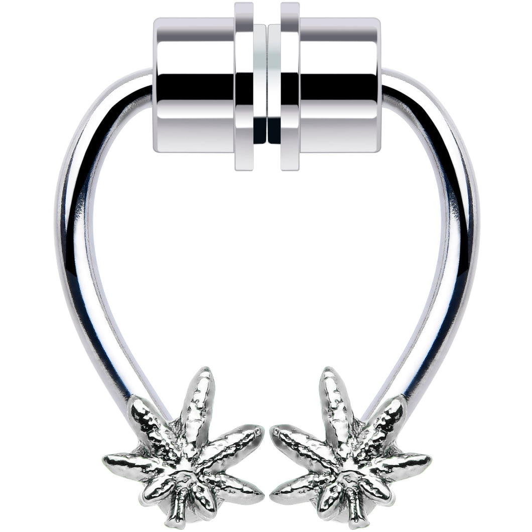 Pot Leaf Magnetic Septum Ring Horseshoe Non-Pierced Fake Nose Ring