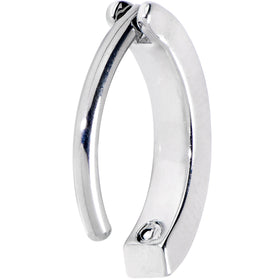 14G 3/8 White Synthetic Opal ASTM F-136 Implant Grade Titanium Hinged Hoop Belly Ring