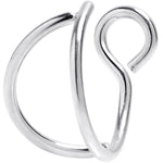 Silver Stainless Steel Clip on Double Hoop Fake Nose Ring