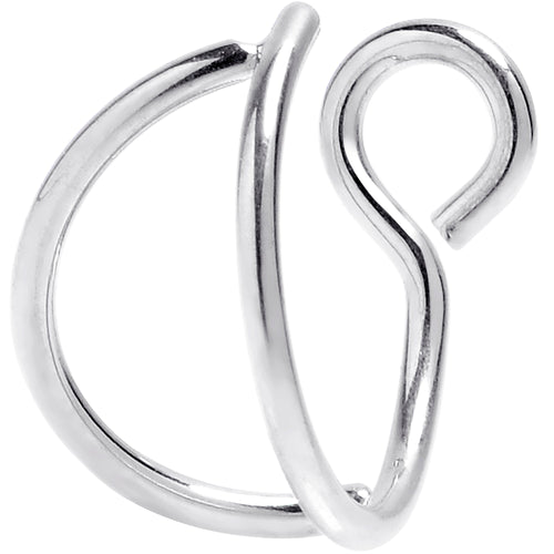 Silver Stainless Steel Clip on Double Hoop Fake Nose Ring