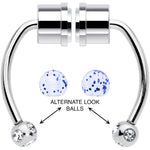 Blue Gem Magnetic Septum Ring Horseshoe Non-Pierced Fake Nose Ring