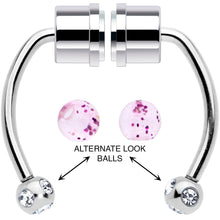 Pink Gem Magnetic Septum Ring Horseshoe Non-Pierced Fake Nose Ring