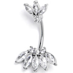 Clear Gem Fashion Fan Double Mount Belly Ring
