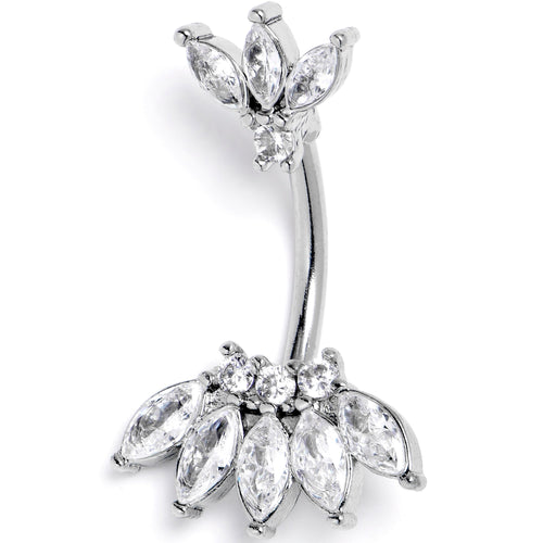 Clear Gem Fashion Fan Double Mount Belly Ring