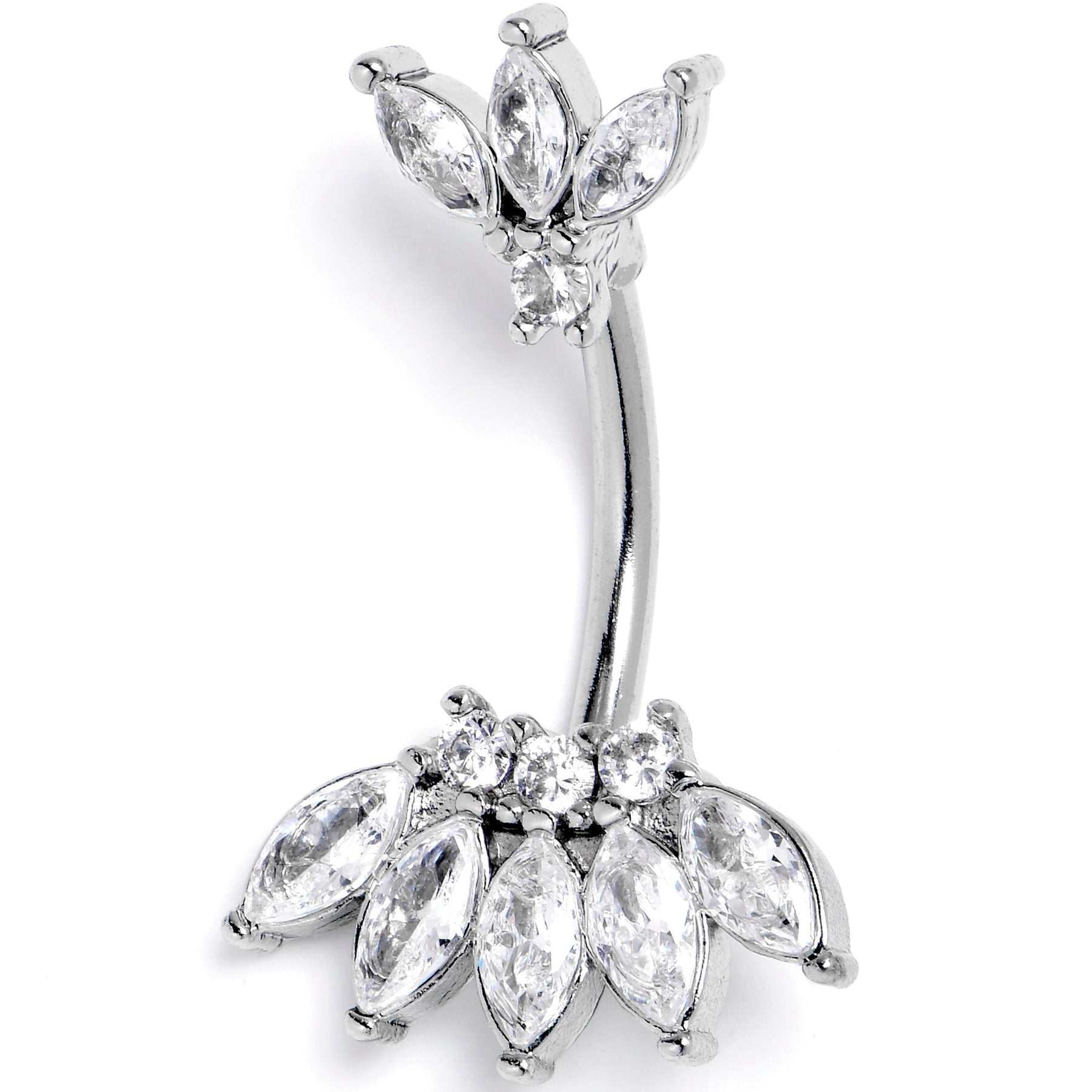 Clear Gem Fashion Fan Double Mount Belly Ring