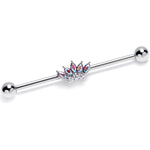 14G Aurora Gem Fashion Fan Industrial Barbell 38mm