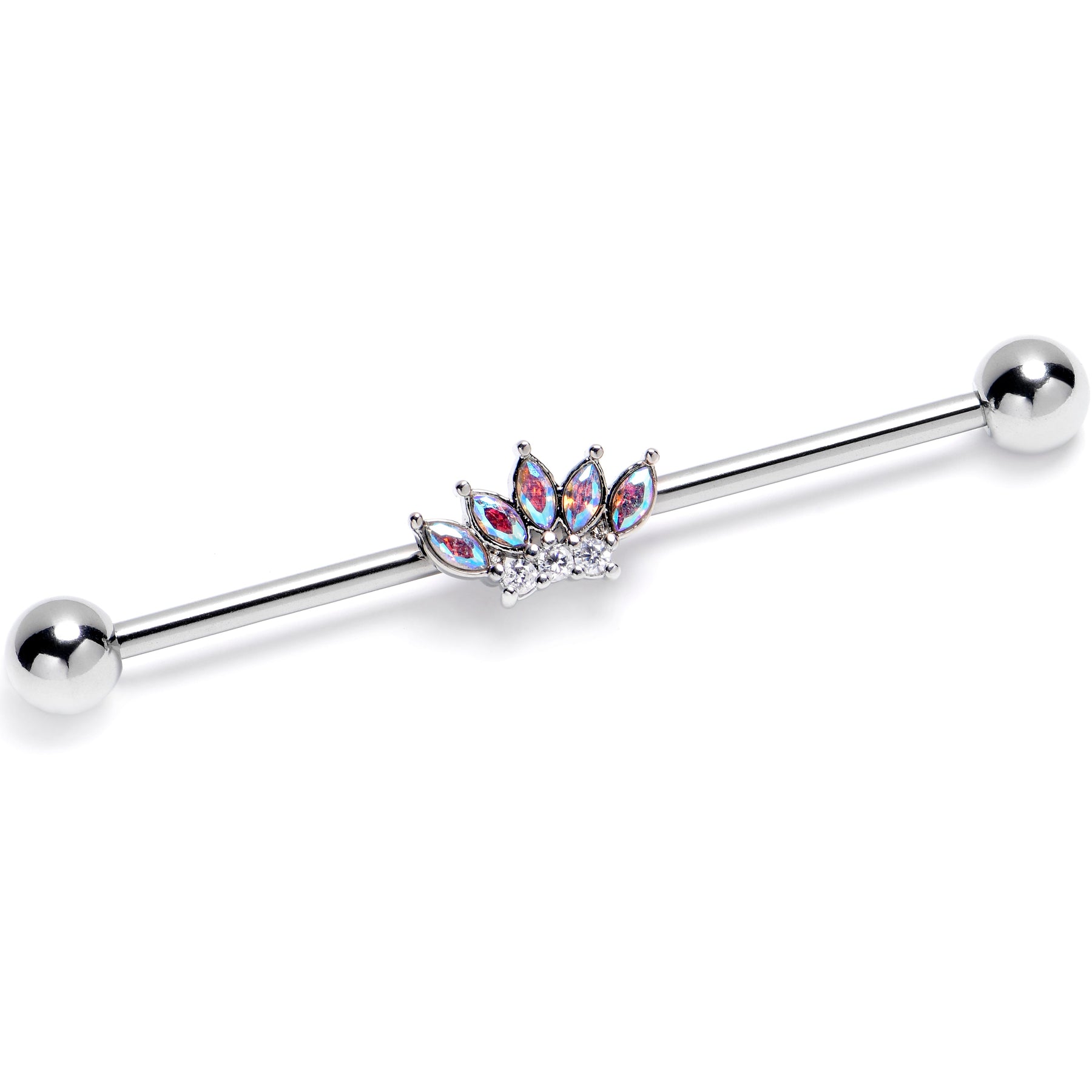 14G Aurora Gem Fashion Fan Industrial Barbell 38mm