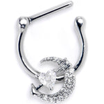 16G 5/16 Clear CZ Gem Moon Lover Cartilage Clicker