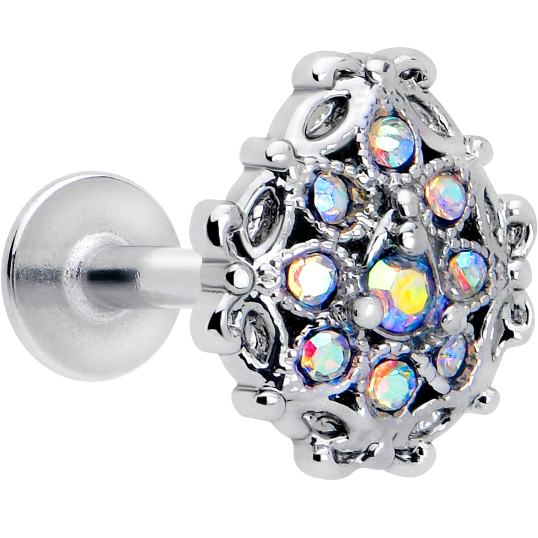 16G 1/4 Aurora Gem Retro Sunburst Cartilage Labret