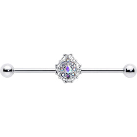 14G Aurora Gem Retro Sunburst Industrial Barbell 38mm