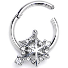 16G 3/8 Clear Gem Spiderweb Goth Hinged Segment Ring