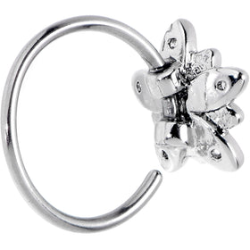 20G 5/16 Pink Clear CZ Gem Snowflake Flower Nose Hoop