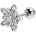 16G 1/4 Clear CZ Gem Snowflake Flower Cartilage Tragus Earring