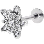 16G 5/16 Clear CZ Gem Snowflake Flower Labret Monroe Tragus