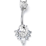 Clear Gem Oh So Ornate Oval Double Mount Belly Ring