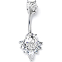 Clear Gem Oh So Ornate Oval Double Mount Belly Ring