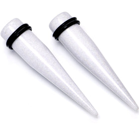 White Shimmer Acrylic Straight Taper Set 6mm to 20mm Sizes