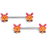 14G 9/16 Holiday Bell Bling Barbell Nipple Ring Set